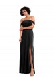 Noir Trapèze Épaule Dénudée Sans bretelle Velours Stretch Longue Formelles Robes demoiselle d'honneur / Robes de soirée / Robes de bal à Bas Prix