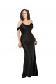 Noir Trapèze Épaule Dénudée Satiné Soyeux Longue Formelles Robes demoiselle d'honneur / Robes de soirée / Robes de bal à Bas Prix