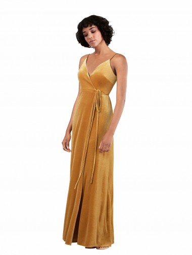 Or Colonne Col V Velours Stretch Longue Formelles Robes demoiselle d'honneur / Robes de soirée / Robes de bal à Bas Prix