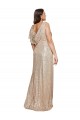 Or Trapèze Col V Paillette Longue Formelles Robes demoiselle d'honneur / Robes de soirée / Robes de bal à Bas Prix