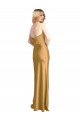 Or Trapèze Sans bretelle Satiné Stretch Longue Formelles Robes demoiselle d'honneur / Robes de soirée / Robes de bal à Bas Prix
