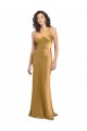 Or Trapèze Satiné Stretch Longue Formelles Robes demoiselle d'honneur / Robes de soirée / Robes de bal à Bas Prix