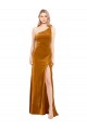 Or Trapèze Velours Stretch Longue Formelles Robes demoiselle d'honneur / Robes de soirée / Robes de bal à Bas Prix