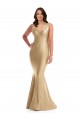 Or doux Sirène Col V Satiné Soyeux Longue Formelles Robes demoiselle d'honneur / Robes de soirée / Robes de bal à Bas Prix