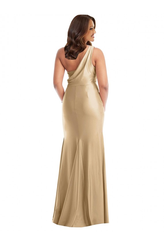 Or doux Sirène Satiné Soyeux Longue Formelles Robes demoiselle d'honneur / Robes de soirée / Robes de bal à Bas Prix