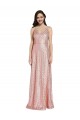 Or rose Fourreau Col V Paillette Longue Formelles Robes demoiselle d'honneur / Robes de soirée / Robes de bal à Bas Prix