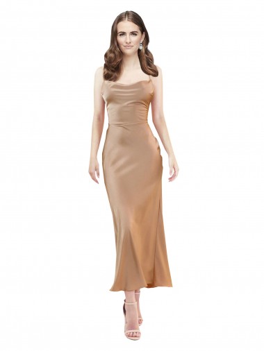 Or rose Fourreau midi Satiné Soyeux Courte Robes demoiselle d'honneur / Robes de soirée / Robes de cocktail à Bas Prix