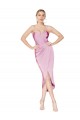 Orchid Sirène Bretelles spaghetti Crêpe Stretch Courte Asymétrique Robes demoiselle d'honneur / Robes de soirée / Robes de cocktail à Bas Prix
