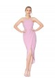Orchid Sirène Licou Col Haut Crêpe Stretch Courte Asymétrique Robes demoiselle d'honneur / Robes de soirée / Robes de cocktail à Bas Prix