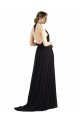 Oyster Argent Trapèze Licou Mousseline Longue Robes demoiselle d'honneur à Bas Prix