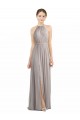 Oyster Argent Trapèze Licou Mousseline Longue Robes demoiselle d'honneur à Bas Prix