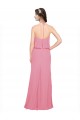 Peau Rose Trapèze Licou Col Haut Mousseline Longue Robes demoiselle d'honneur à Bas Prix