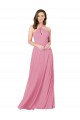 Peau Rose Trapèze Licou Mousseline Longue Robes demoiselle d'honneur / Robes de bal à Bas Prix