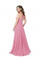 Peau Rose Trapèze Licou Mousseline Longue Robes demoiselle d'honneur / Robes de bal à Bas Prix