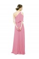 Peau Rose Trapèze Mousseline Longue Robes demoiselle d'honneur à Bas Prix