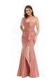 Pêche de Géorgie Sirène Satiné Soyeux Longue Formelles Robes demoiselle d'honneur / Robes de soirée / Robes de bal à Bas Prix