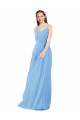 Periwinkle Fourreau Col V Mousseline Longue Robes demoiselle d'honneur à Bas Prix