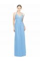 Periwinkle Trapèze Bretelles spaghetti Col V Mousseline Longue Robes demoiselle d'honneur à Bas Prix