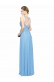 Periwinkle Trapèze Bretelles spaghetti Col V Mousseline Longue Robes demoiselle d'honneur à Bas Prix