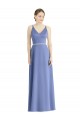 Periwinkle Trapèze Bretelles spaghetti Col V Satiné Longue Robes demoiselle d'honneur à Bas Prix
