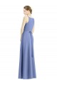 Periwinkle Trapèze Bretelles spaghetti Col V Satiné Longue Robes demoiselle d'honneur à Bas Prix