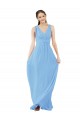 Periwinkle Trapèze Col V Mousseline Longue Robes demoiselle d'honneur à Bas Prix