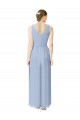 Periwinkle Trapèze Col V Mousseline Longue Robes demoiselle d'honneur à Bas Prix