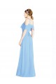 Periwinkle Trapèze Licou Mousseline Longue Robes demoiselle d'honneur à Bas Prix
