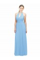 Periwinkle Trapèze Licou Mousseline Longue Robes demoiselle d'honneur à Bas Prix