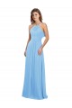 Periwinkle Trapèze Licou Mousseline Longue Robes demoiselle d'honneur à Bas Prix