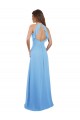 Periwinkle Trapèze Licou Mousseline Longue Robes demoiselle d'honneur à Bas Prix