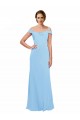 Periwinkle Trapèze Épaule Dénudée Bretelles spaghetti Mousseline Longue Robes demoiselle d'honneur à Bas Prix