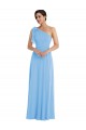 Periwinkle Trompette Mousseline Longue Robes demoiselle d'honneur à Bas Prix
