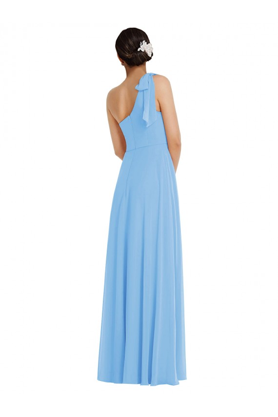Periwinkle Trompette Mousseline Longue Robes demoiselle d'honneur à Bas Prix