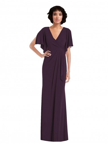 Pourpre Fourreau Col V Spandex Longue Formelles Robes demoiselle d'honneur / Robes de soirée / Robes de bal à Bas Prix