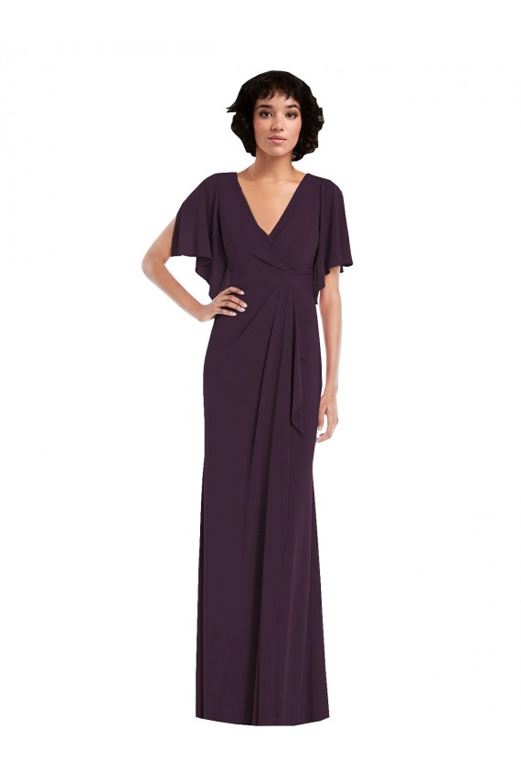 Pourpre Fourreau Col V Spandex Longue Formelles Robes demoiselle d'honneur / Robes de soirée / Robes de bal à Bas Prix