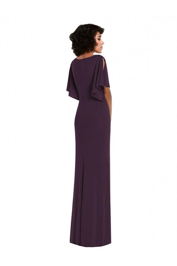 Pourpre Fourreau Col V Spandex Longue Formelles Robes demoiselle d'honneur / Robes de soirée / Robes de bal à Bas Prix