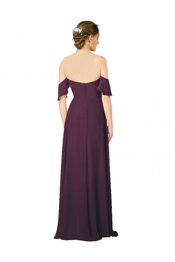 Pourpre Fourreau Mousseline Longue Robes demoiselle d'honneur à Bas Prix
