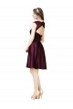 Pourpre Trapèze Col Carré Satiné Dentelle Courte Robes demoiselle d'honneur / Robes de cocktail à Bas Prix