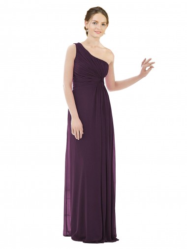 Pourpre Trapèze Mousseline Longue Robes demoiselle d'honneur à Bas Prix