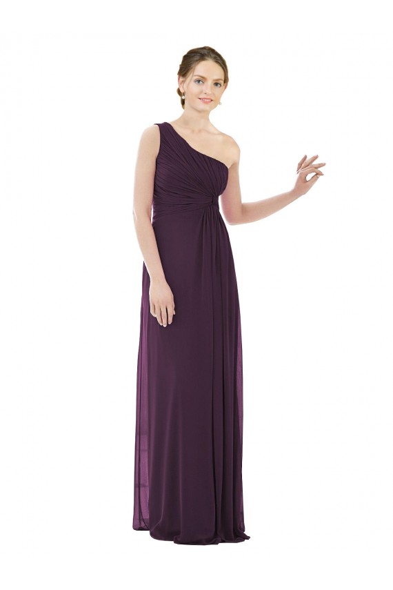 Pourpre Trapèze Mousseline Longue Robes demoiselle d'honneur à Bas Prix