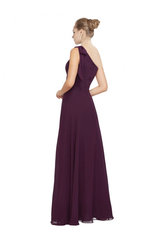 Pourpre Trapèze Mousseline Longue Robes demoiselle d'honneur à Bas Prix