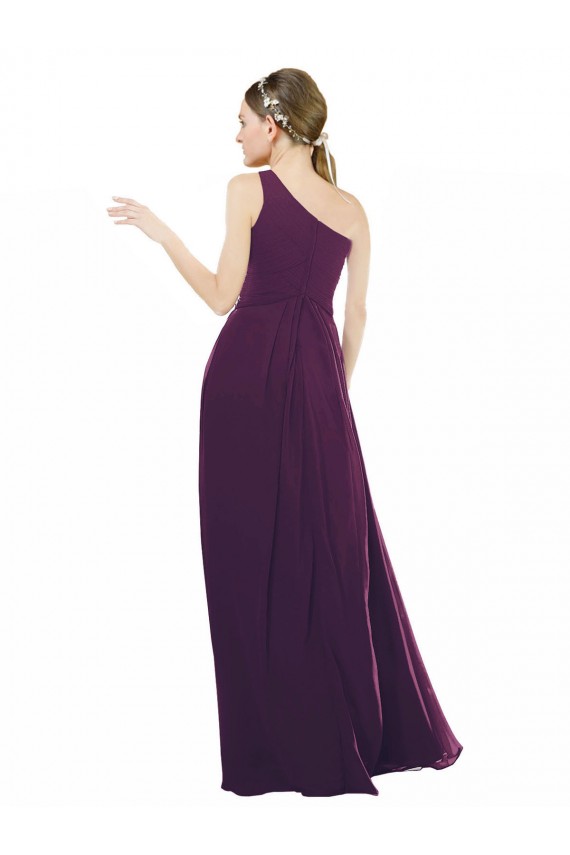 Pourpre Trapèze Mousseline Longue Robes demoiselle d'honneur à Bas Prix