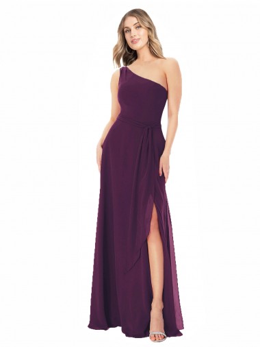Pourpre Trapèze Mousseline Longue Robes demoiselle d'honneur à Bas Prix