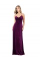 Pourpre Trapèze Scoop Col V Velours Stretch Longue Formelles Robes demoiselle d'honneur / Robes de soirée / Robes de bal à Bas Prix