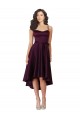Pourpre Trapèze Scoop Neck Satiné Courte Asymétrique Robes demoiselle d'honneur / Robes de bal à Bas Prix