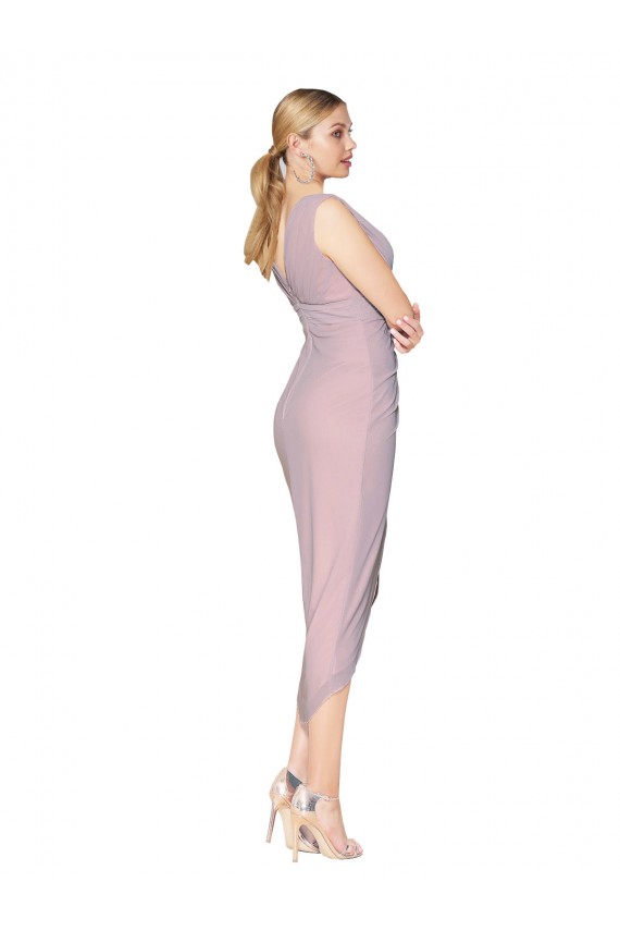 Primevère Sirène Col V Mousseline Courte Asymétrique Robes demoiselle d'honneur / Robes de soirée / Robes de bal à Bas Prix
