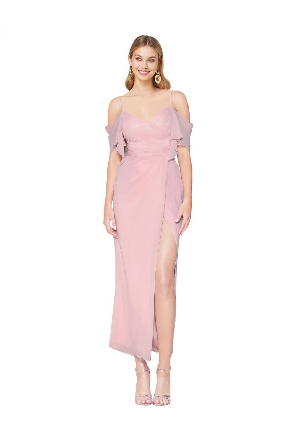 Primevère Sirène Épaule Dénudée Mousseline Courte Robes demoiselle d'honneur / Robes de soirée / Robes de bal à Bas Prix