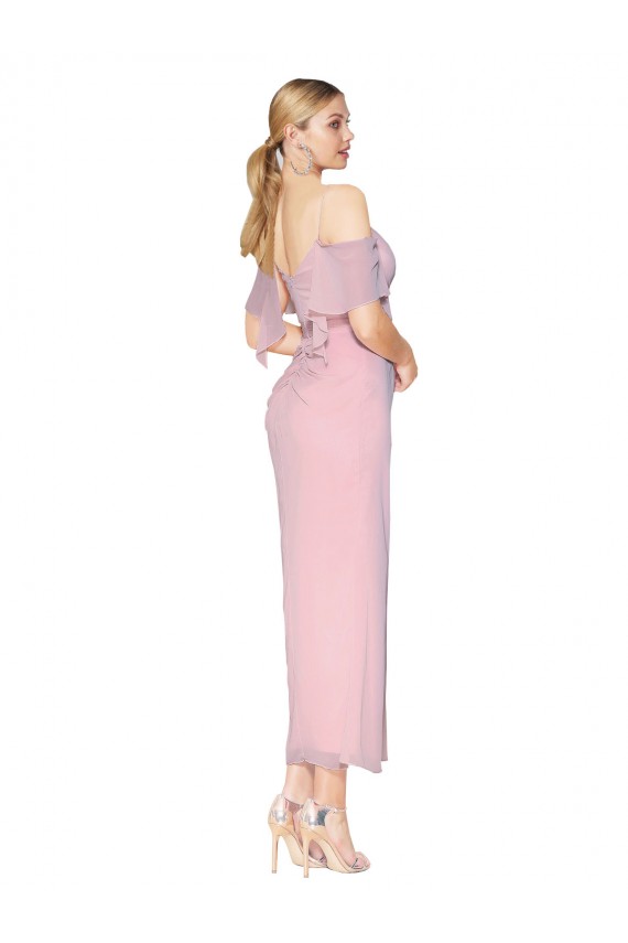 Primevère Sirène Épaule Dénudée Mousseline Courte Robes demoiselle d'honneur / Robes de soirée / Robes de bal à Bas Prix