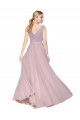 Primevère Trapèze Col V Mousseline Longue Formelles Robes demoiselle d'honneur / Robes de soirée / Robes de bal à Bas Prix